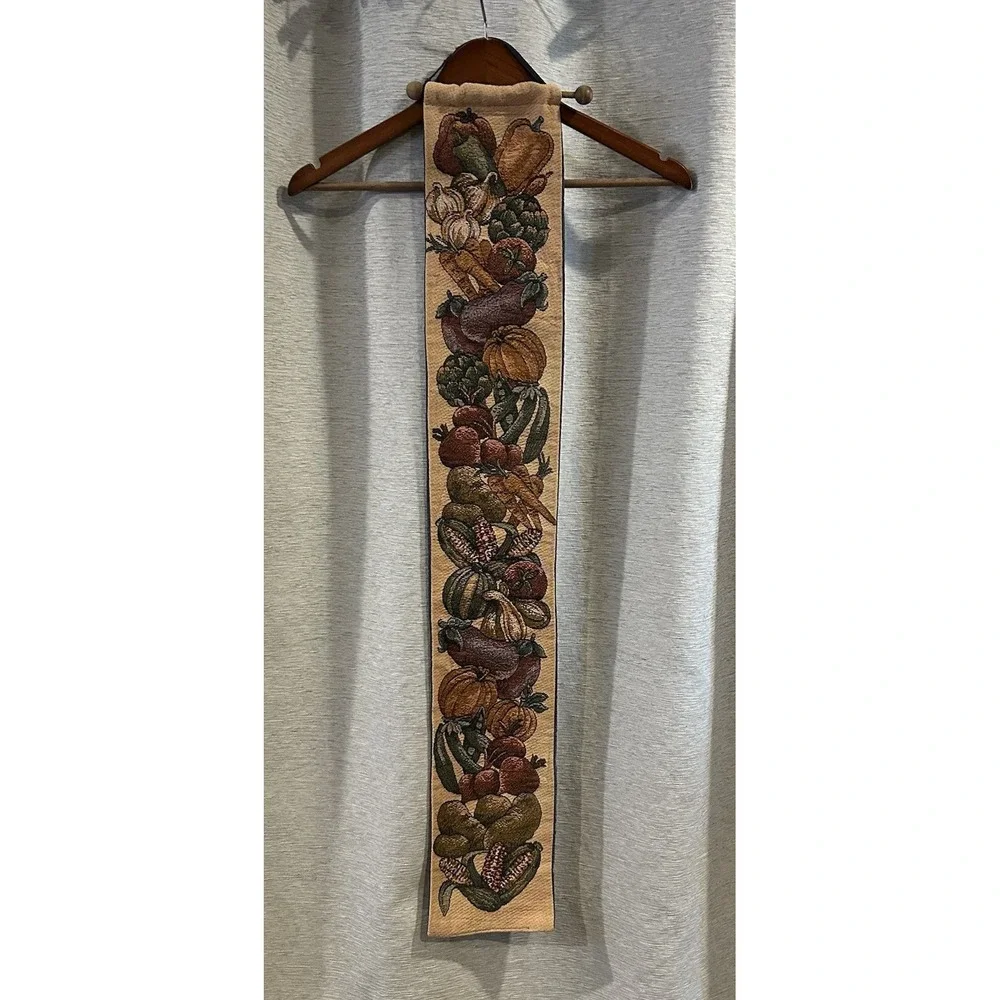 Vintage Fall Harvest Woven Tapestry Wall Hanging Decor Pumpkins Farm Life T-136